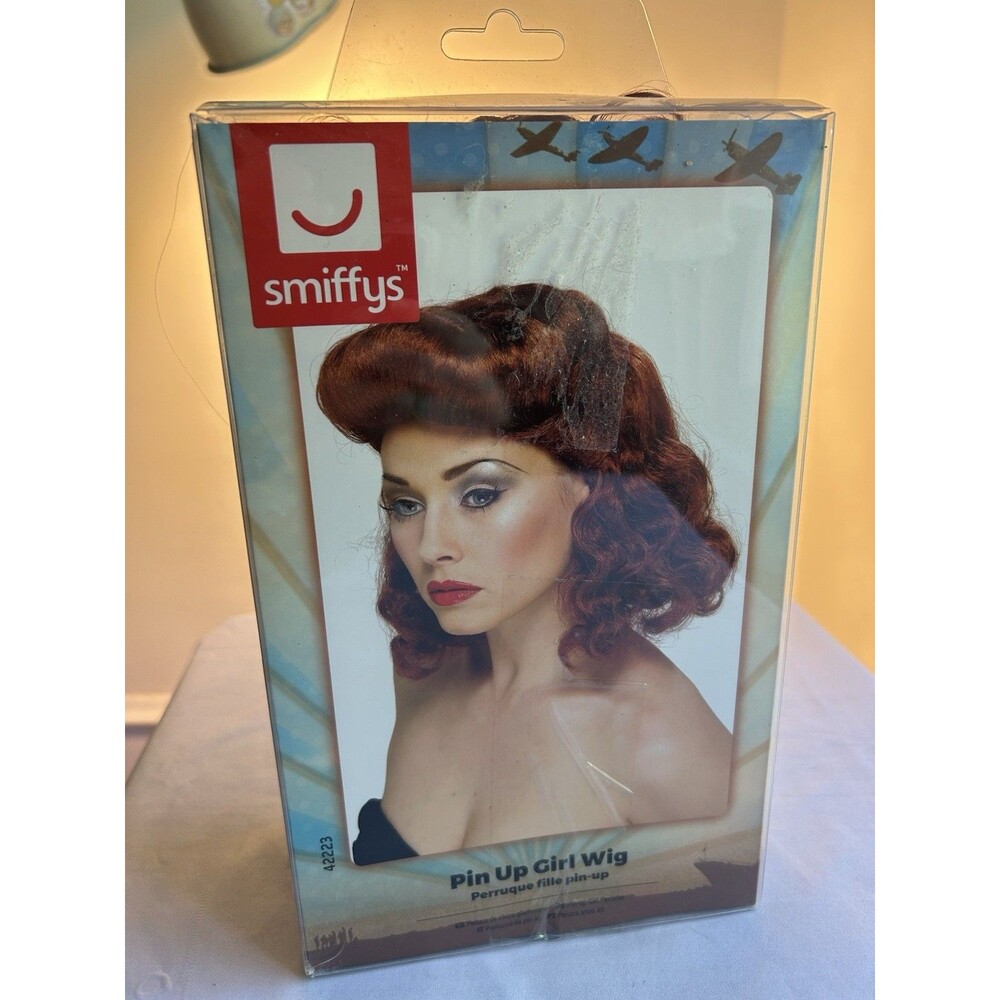 Smiffys Pin Up Girl Wig Red Hair Rockabilly 1940s I Love Lucy Redhead Swing